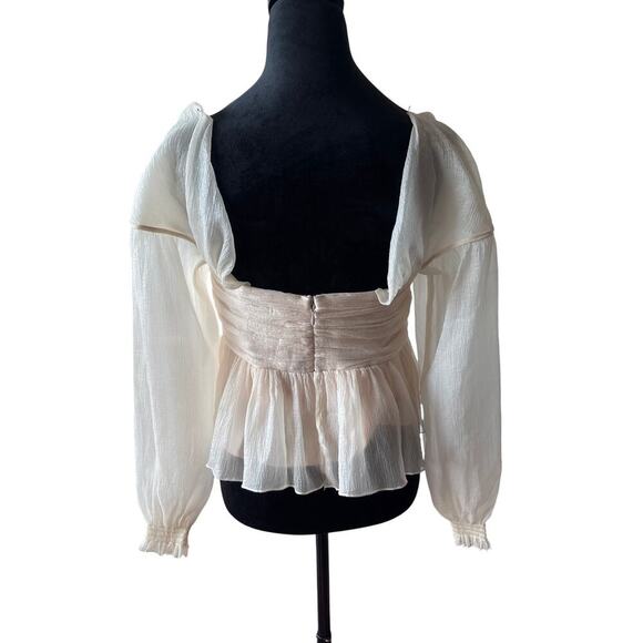 House of Harlow 1960 x REVOLVE Burna Blouse Cream Small Off-Shoulder Top - Picture 5 of 9